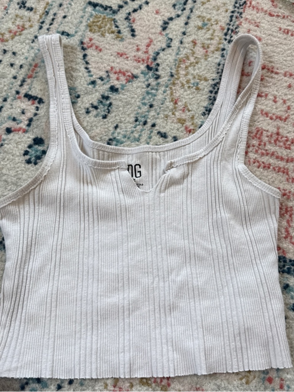 BDG White Ribbed Crop Tank Top